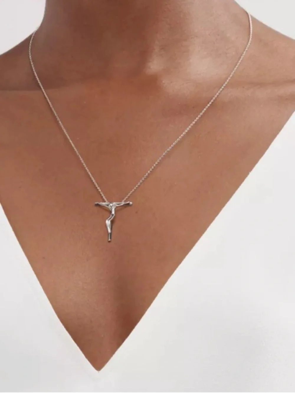 Tiffany & Co. Elsa Peretti 925 Silver Crucifix Pendant Necklace 27mm $900 Retail